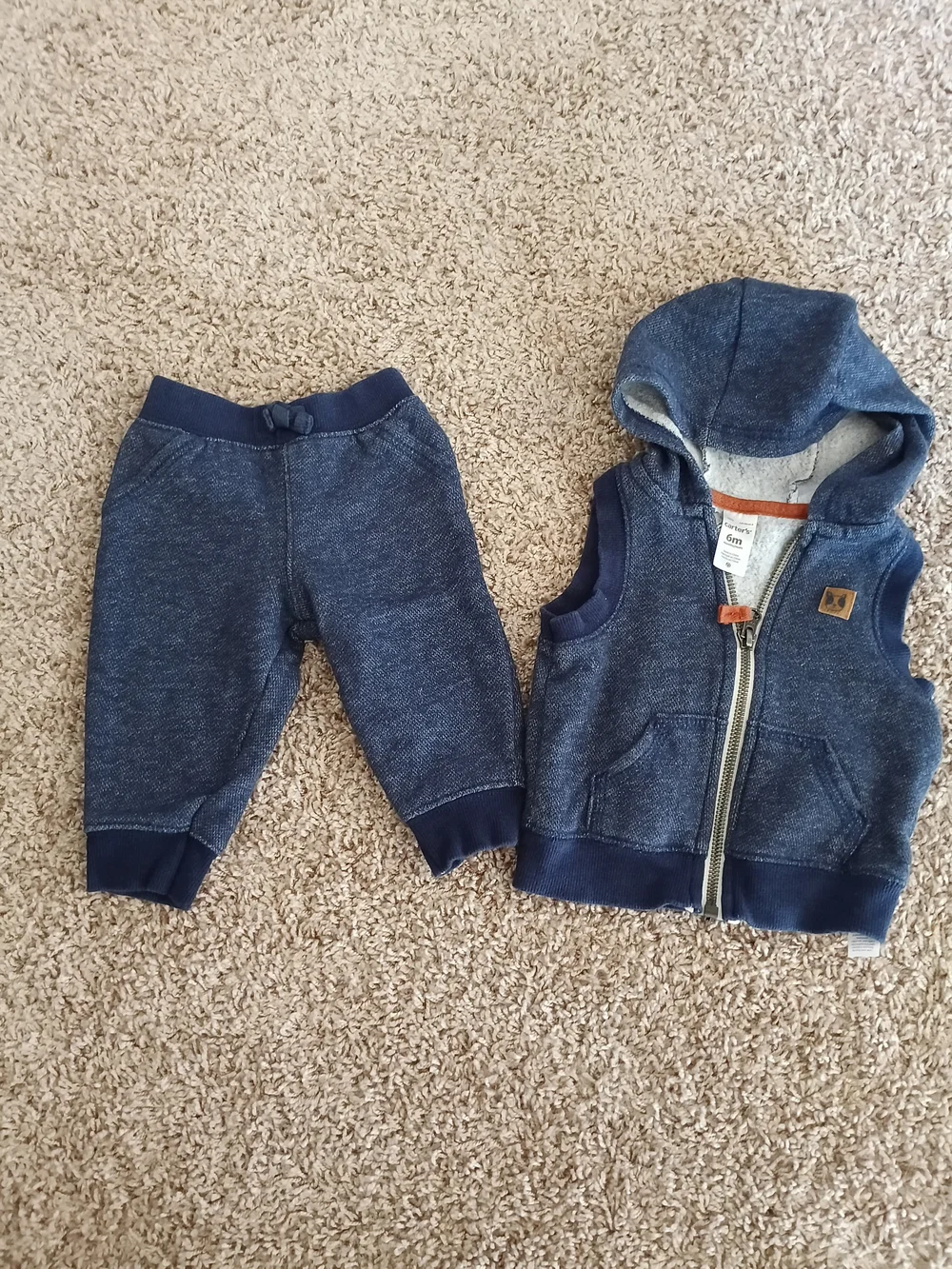 Carter's‎ Denim-Style Hooded Vest and Joggers Set - Navy